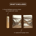 Pausel Ginger Nasal Inhaler — Refillable Aluminium Aromatherapy Inhaler for Travel & Motion Discomfort